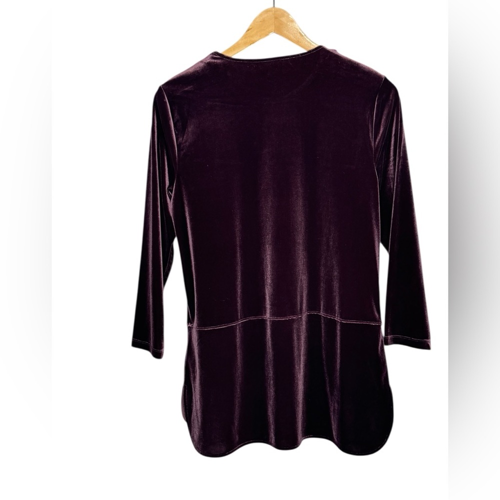 Lauren Ralph Lauren Burgundy Gold Button Stretch Velvet Tunic Top NWT Large - Picture 3 of 5